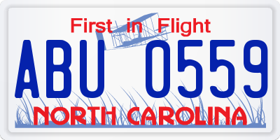 NC license plate ABU0559