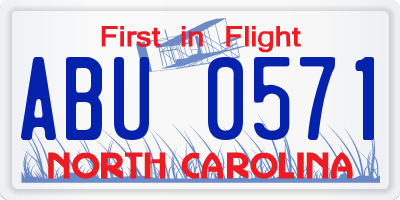 NC license plate ABU0571