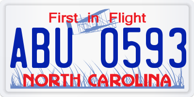 NC license plate ABU0593