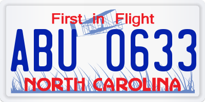 NC license plate ABU0633