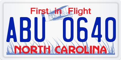NC license plate ABU0640