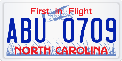 NC license plate ABU0709