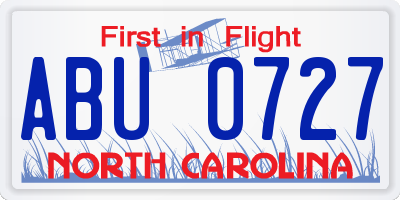 NC license plate ABU0727