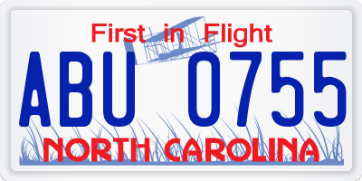 NC license plate ABU0755