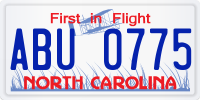 NC license plate ABU0775