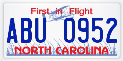 NC license plate ABU0952