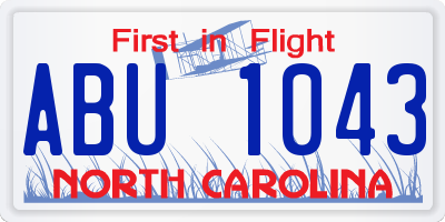 NC license plate ABU1043