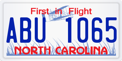 NC license plate ABU1065
