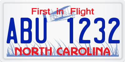NC license plate ABU1232