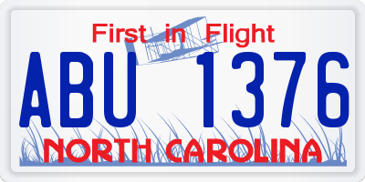 NC license plate ABU1376