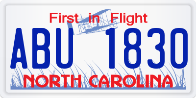 NC license plate ABU1830