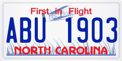 NC license plate ABU1903