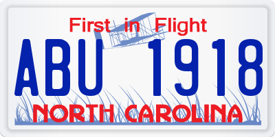 NC license plate ABU1918