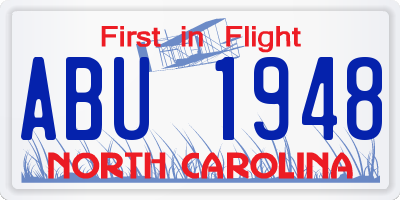NC license plate ABU1948