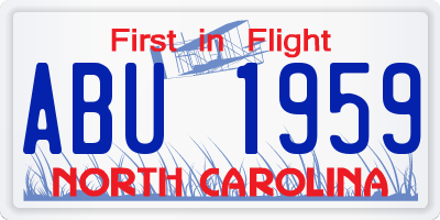 NC license plate ABU1959