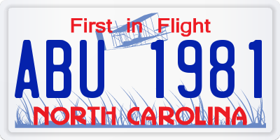 NC license plate ABU1981