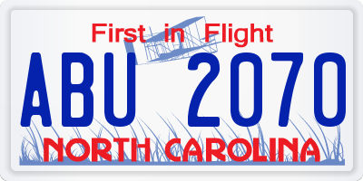 NC license plate ABU2070