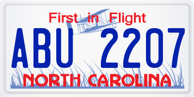 NC license plate ABU2207