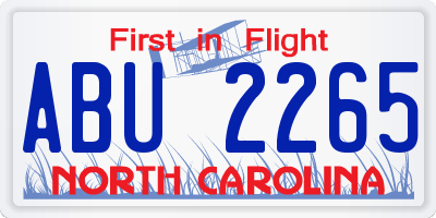 NC license plate ABU2265