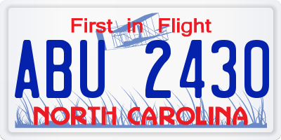 NC license plate ABU2430