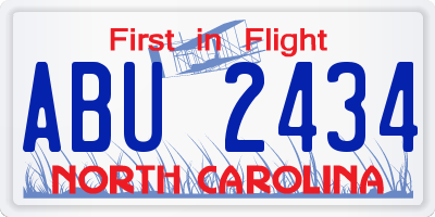 NC license plate ABU2434