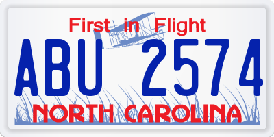 NC license plate ABU2574