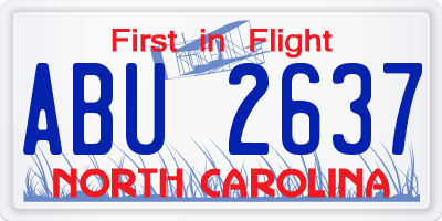NC license plate ABU2637