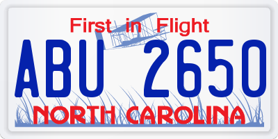 NC license plate ABU2650