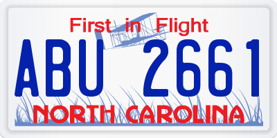 NC license plate ABU2661