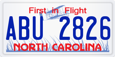 NC license plate ABU2826