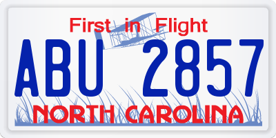 NC license plate ABU2857