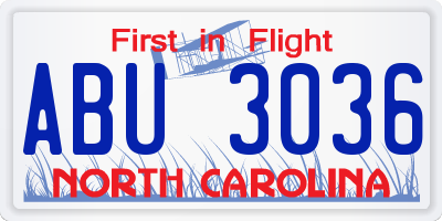 NC license plate ABU3036