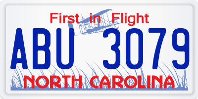 NC license plate ABU3079