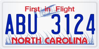 NC license plate ABU3124