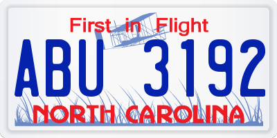 NC license plate ABU3192