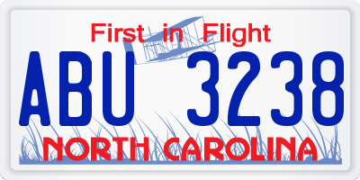 NC license plate ABU3238