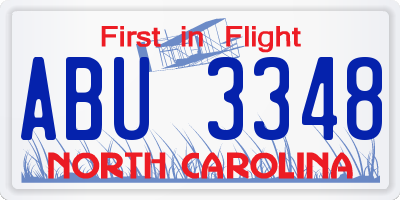 NC license plate ABU3348