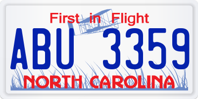NC license plate ABU3359
