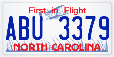 NC license plate ABU3379