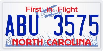 NC license plate ABU3575