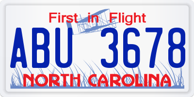 NC license plate ABU3678