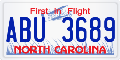 NC license plate ABU3689