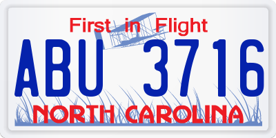 NC license plate ABU3716