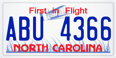 NC license plate ABU4366