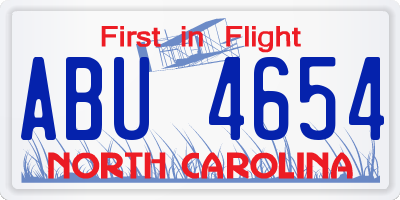 NC license plate ABU4654
