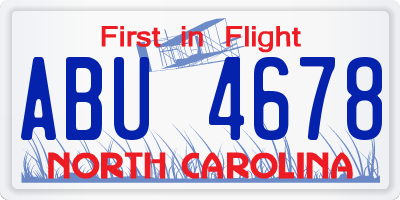 NC license plate ABU4678
