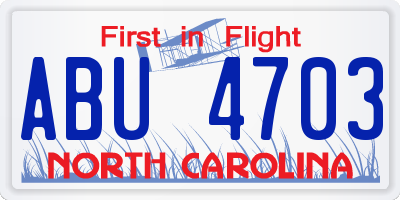 NC license plate ABU4703