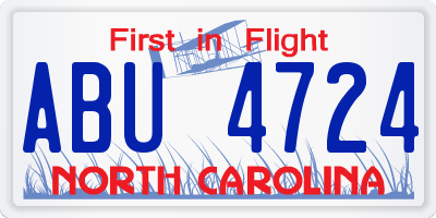 NC license plate ABU4724