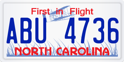 NC license plate ABU4736