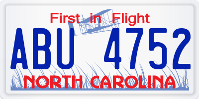 NC license plate ABU4752